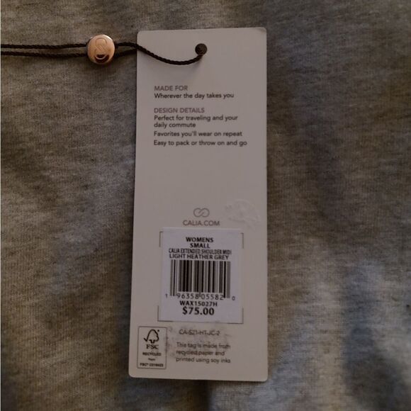 CALIA Women's Extended Shoulder Midi Dress Gray Sz S NWT - Picture 7 of 9